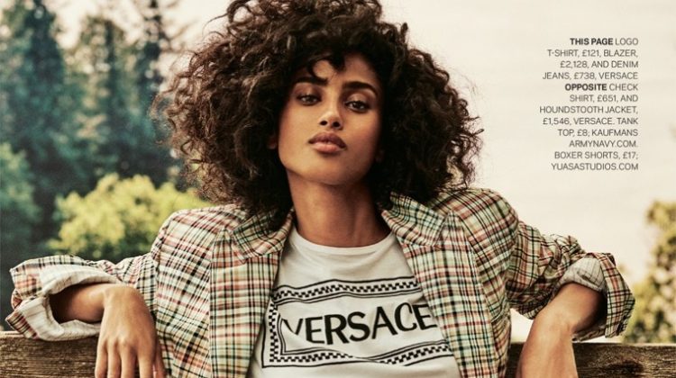 Imaan Hammam Strikes a Pose in Versace for Sunday Times Style