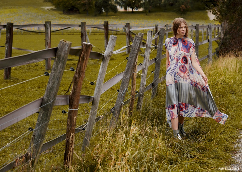 Dress Dries Van Noten and Emporio Armani Booties. Photo: Johannes Graf