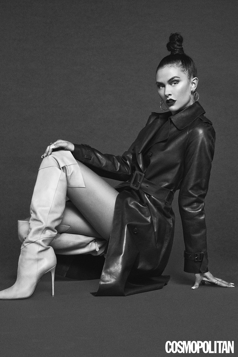 Lala Kent wears Closed trench coat and Aquazzura boots