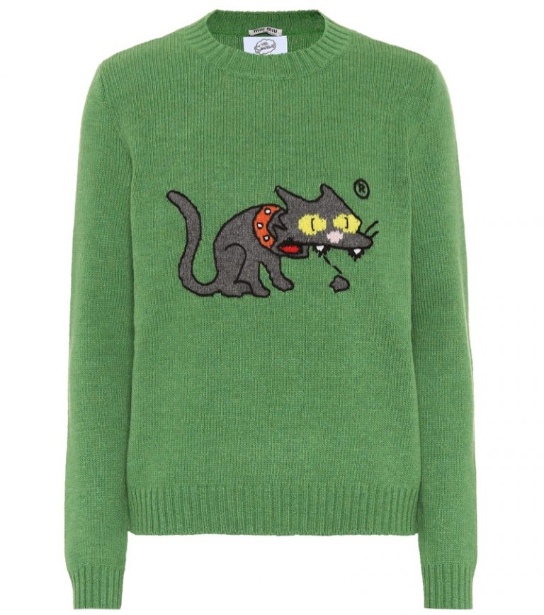 Miu Miu Little Cats Sweaters Elle Fanning