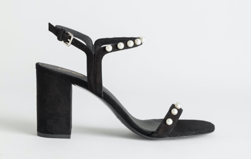 & Other Stories Pearl Studded Suede Heeled Sandals $89 (previously $129)