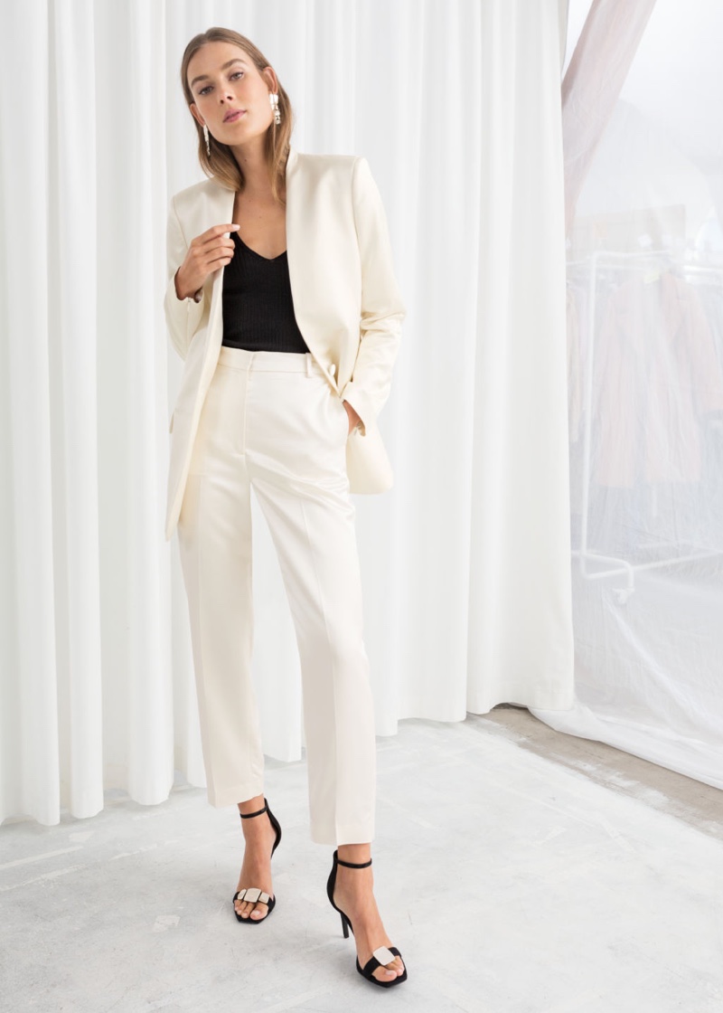 & Other Stories Straight Fit Satin Jacket $179 and Slim Fit Satin Pants $129