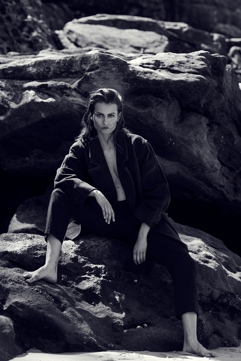 Ralph Lauren Black Coat and Wrangler Black Trousers. Photo: Milos Mlynarik