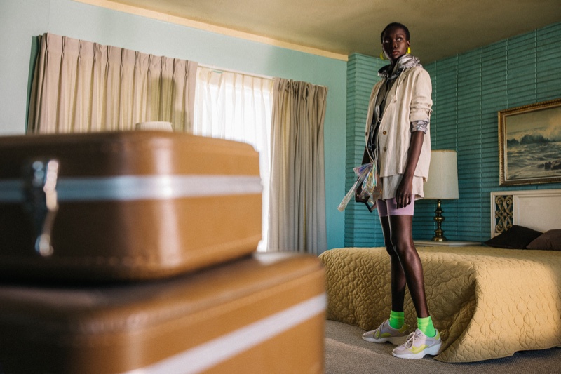 Posing in a hotel, Nya Kong fronts Primark spring 2019 lookbook