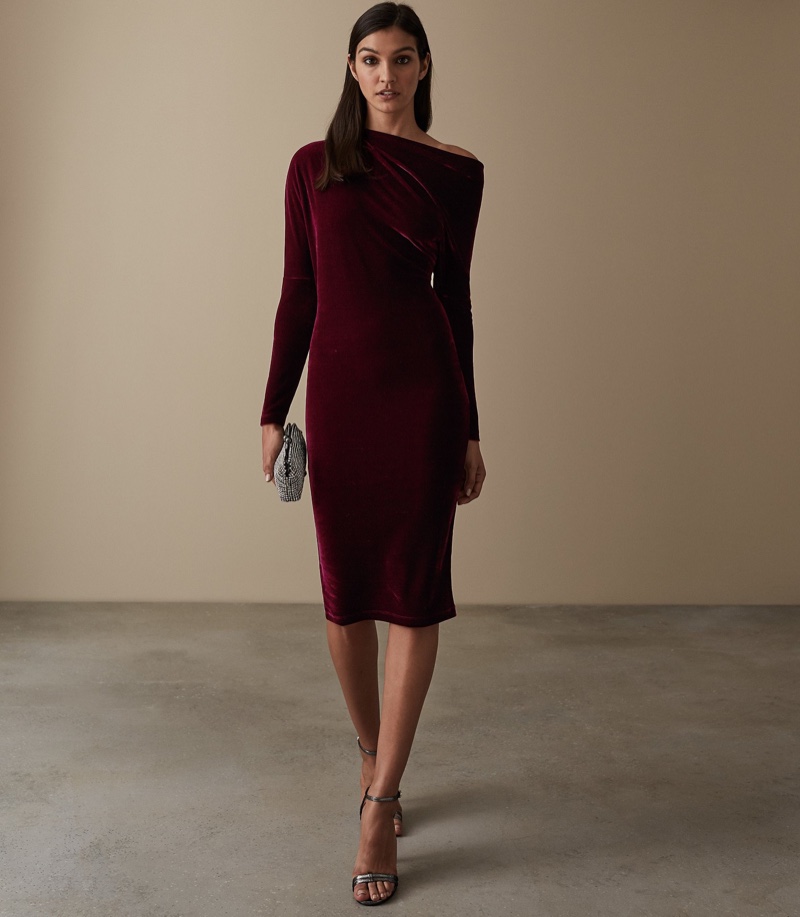 reiss burgundy dress