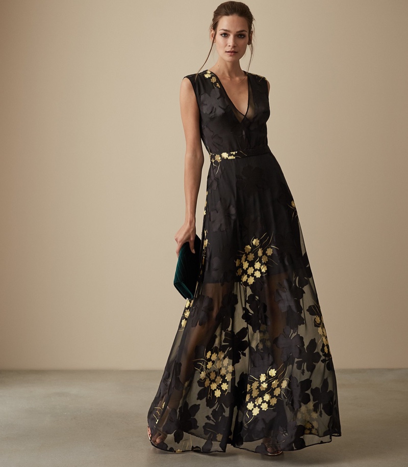 REISS Kaira Floral Burnout Maxi Dress $620