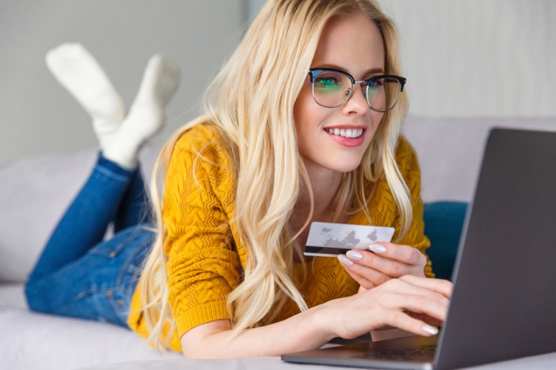 Woman Online Shopping Laptop Credit Card