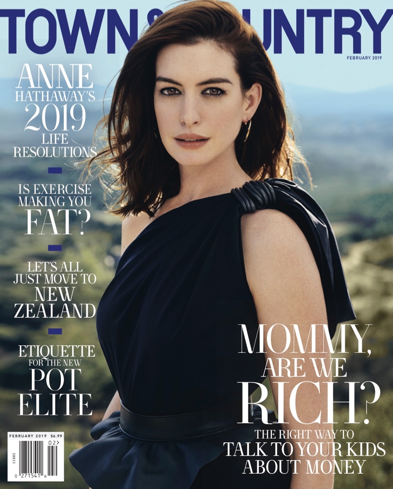 Actress Anne Hathaway on Town & Country Magazine February 2019 Cover