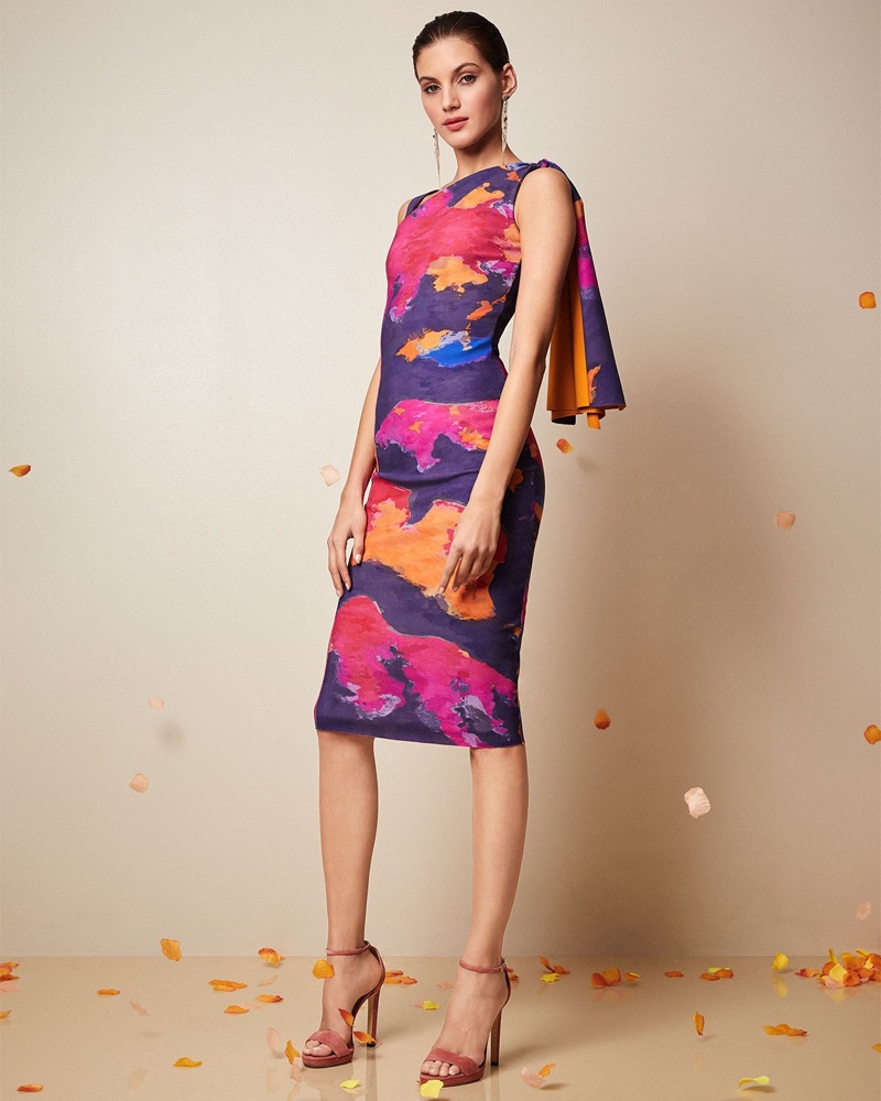 Chiara Boni La Petite Robe Fizzah Sleeveless Asymmetric Batik-Print Body-Con Dress $750