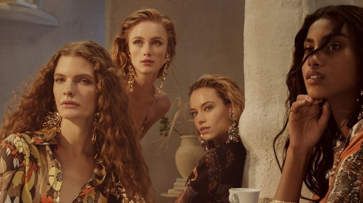 Carolina Burgin, Rianne van Rompaey, Hannah Ferguson and Imaan Hammam front Chloe spring-summer 2019 campaign