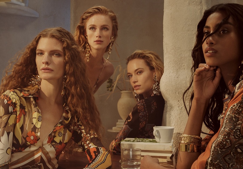 Carolina Burgin, Rianne van Rompaey, Hannah Ferguson and Imaan Hammam front Chloe spring-summer 2019 campaign