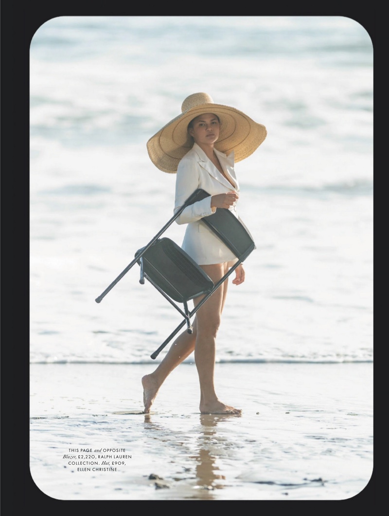 Chrissy Teigen Hits the Beach for ELLE UK