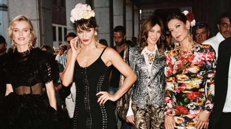 Eva Herzigova, Helena Christensen, Carla Bruni, and Marpessa Hennink front Dolce & Gabbana spring-summer 2019 campaign. Photo: Angelo Pennetta
