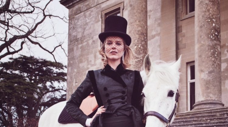 Eva Herzigova Poses in Elegant Ensembles for Tatler