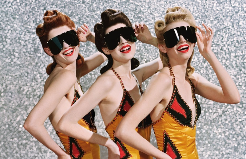 Models wear visor sunglasses in Gucci spring-summer 2019 campaign