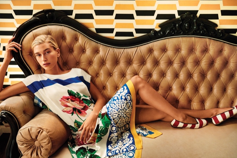 Model Hailey Baldwin appears in Weekend MaxMara Nantucket collection campaign