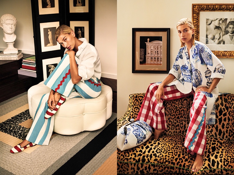 A photo from the Weekend MaxMara Nantucket campaign with Hailey Baldwin