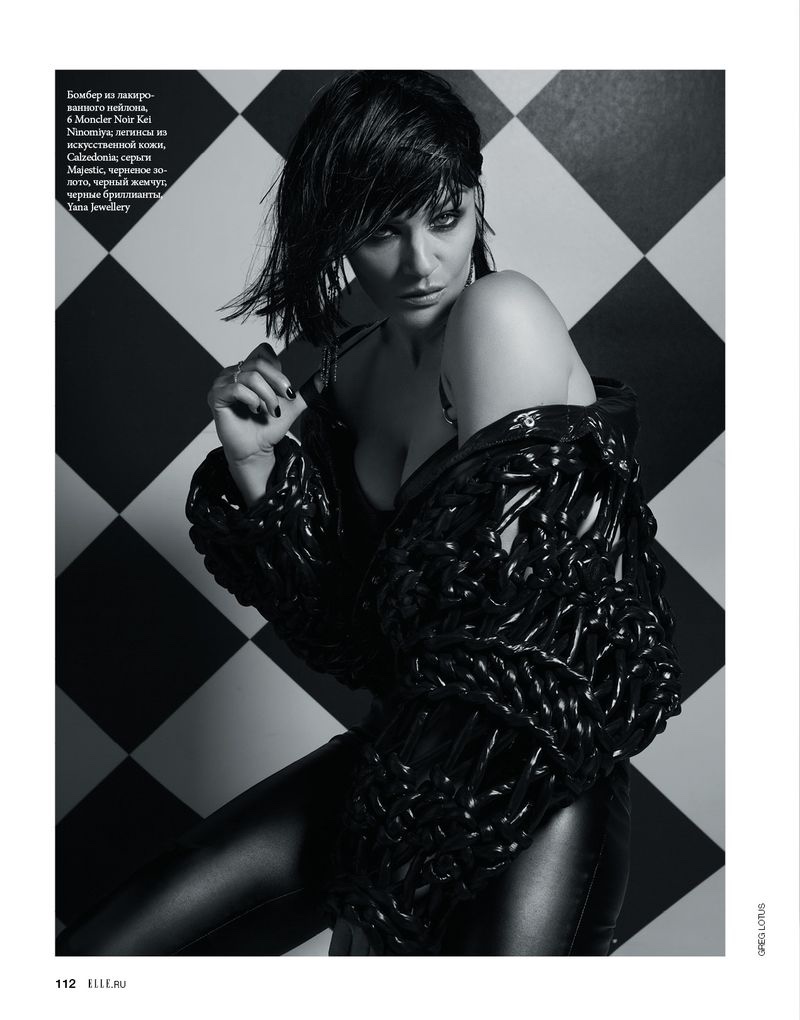 Helena Christensen Models Sleek Looks for ELLE Russia