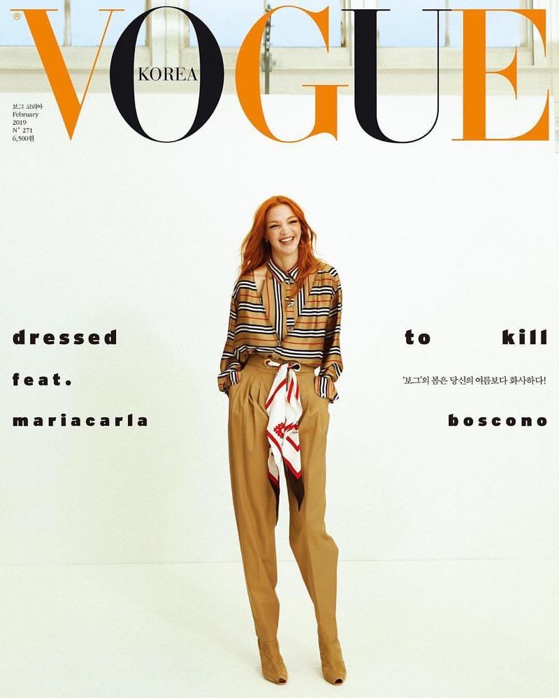Mariacarla Boscono Charms in Burberry for Vogue Korea