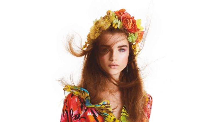 Meghan Roche Models Floral Blooms for Vogue Japan