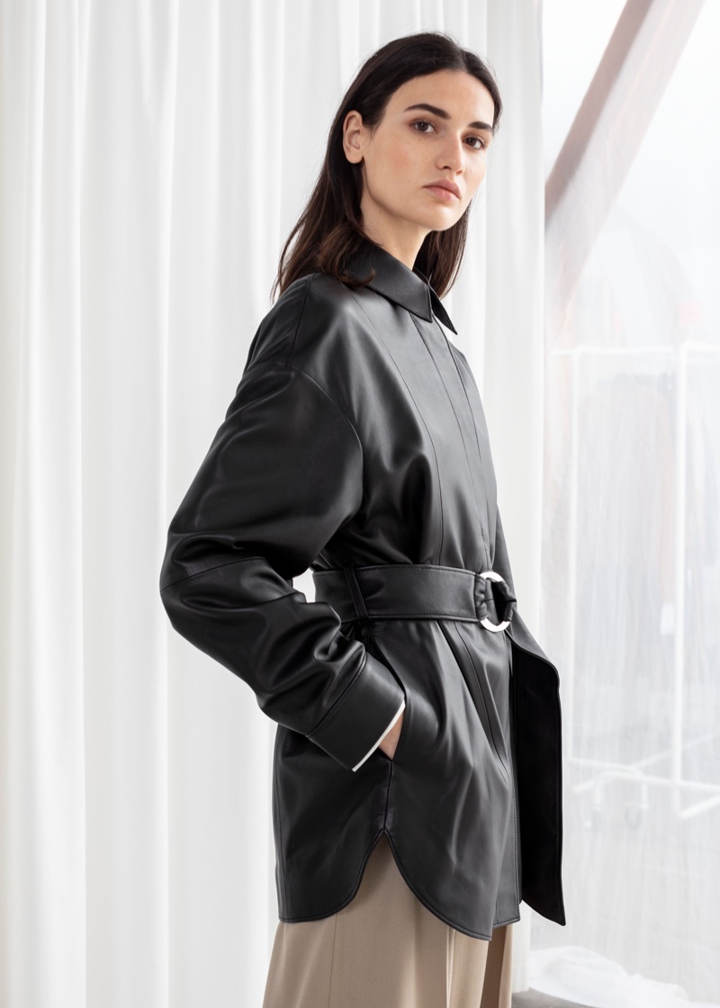 & Other Stories Oversized Belted Leather Jacket $499