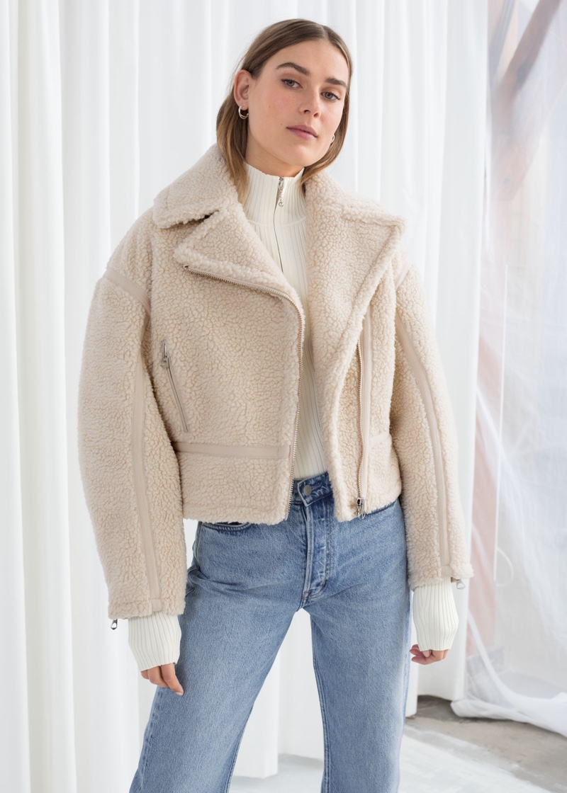 & Other Stories Cropped Faux Shearling Jacket $179
