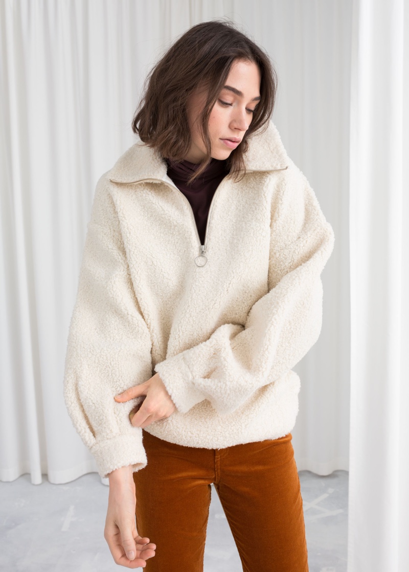 & Other Stories Faux Shearling Zip Pullover $89