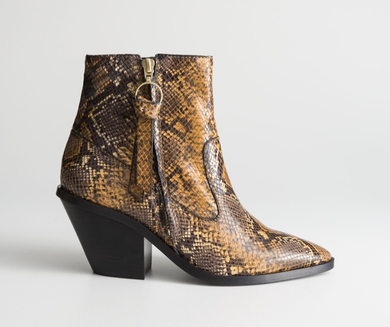 & Other Stories Leather Cowboy Ankle Boots $179