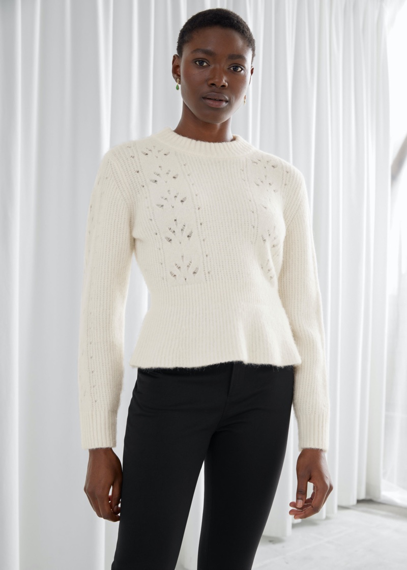 & Other Stories Mock Neck Peplum Knit Sweater $99
