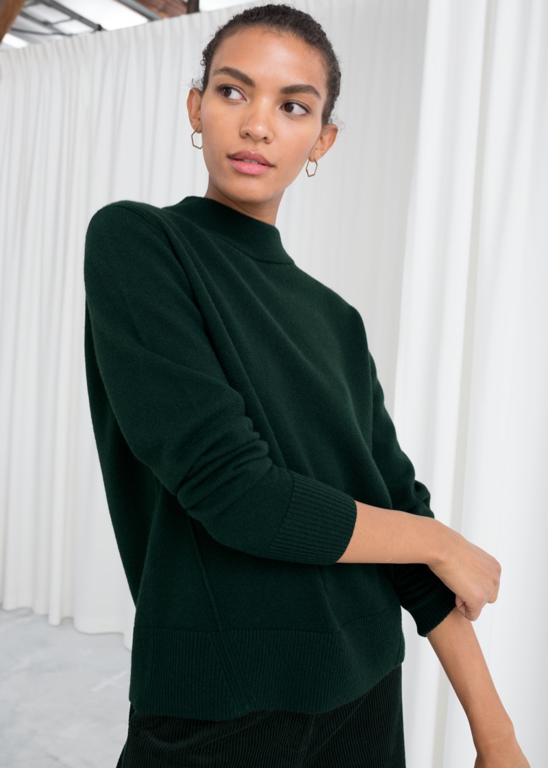 & Other Stories Relaxed Fit Cashmere Sweater in Green $169