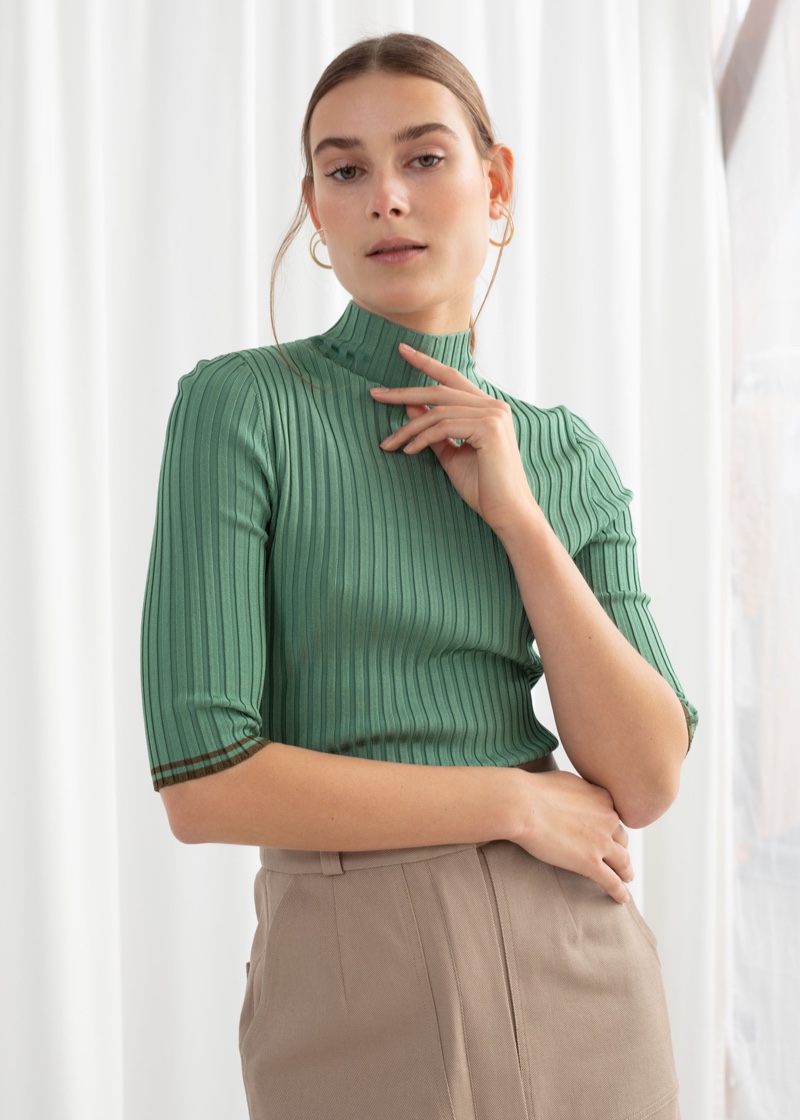 & Other Stories Rib Knit Mock Neck Top $69