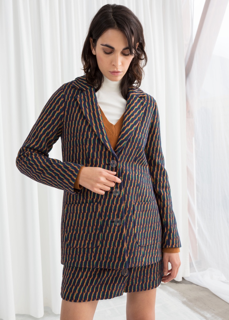 & Other Stories Striped Cotton Blend Blazer $119