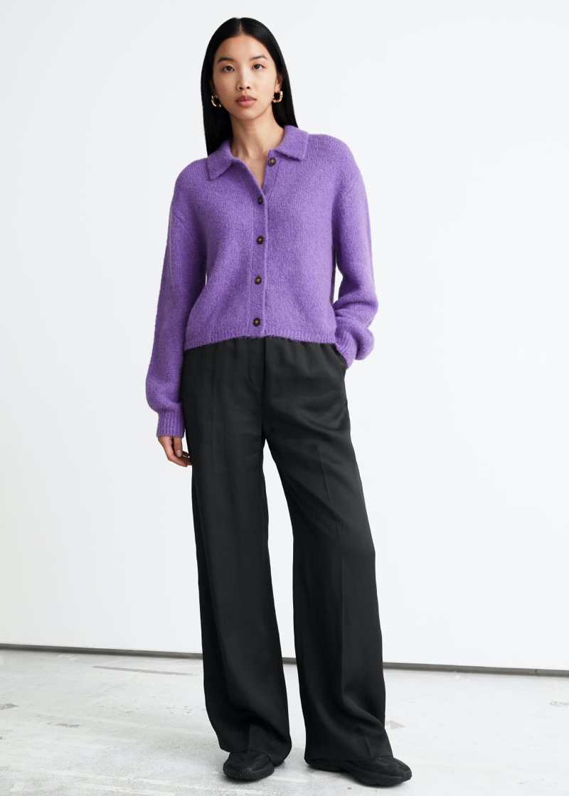 & Other Stories Wide Flared Trousers in Black $89