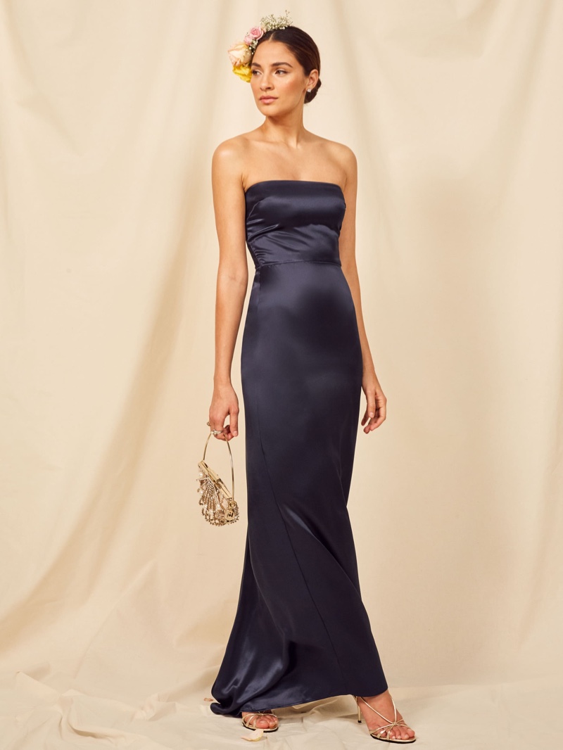Reformation Demilo Dress in Navy $328
