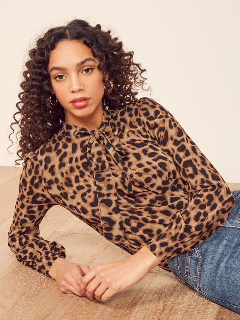 Reformation Marcy Top in Leopard $128