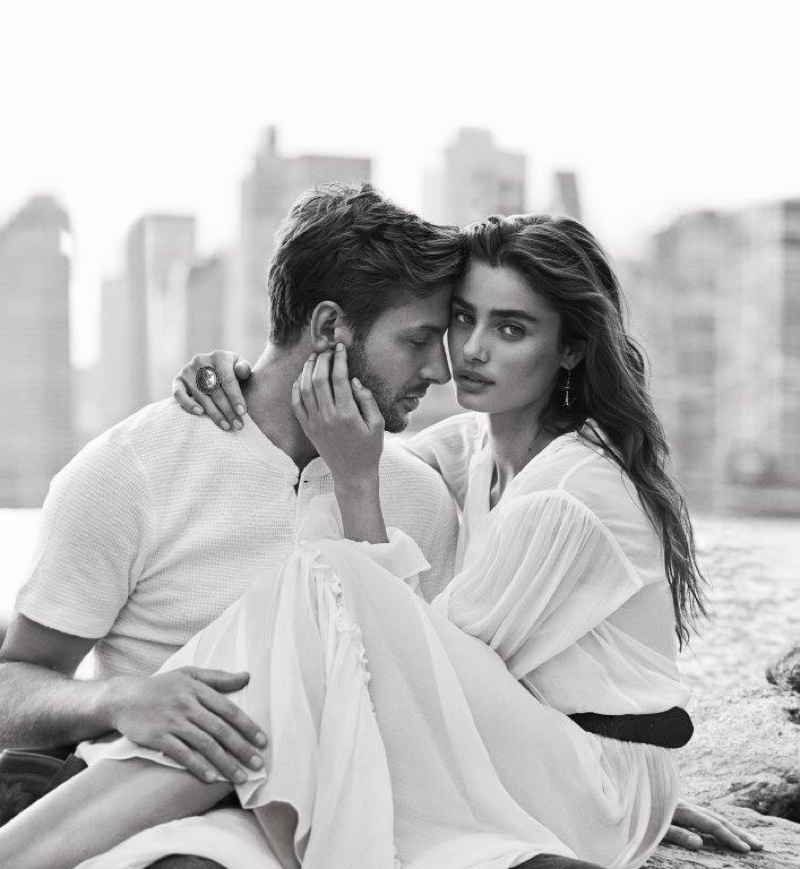 Model Taylor Hill poses with her boyfriend in Ralph Lauren Romance campaign