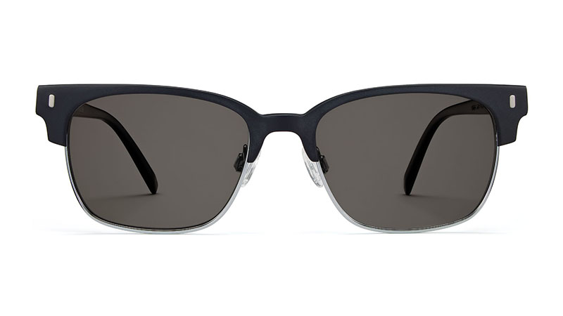 Warby Parker Lewis Sunglasses in Black Matte with Silver and Grey Lenses $145