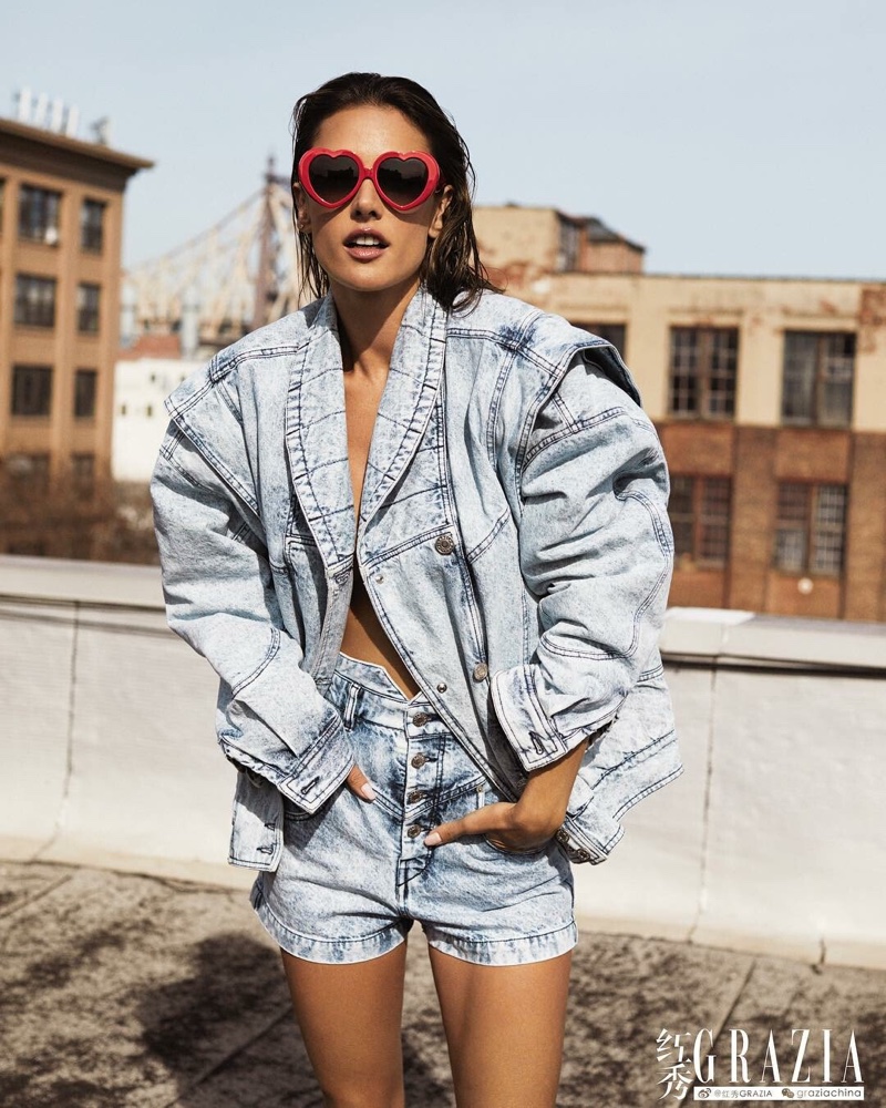 Alessandra Ambrosio Wears Cool Girl Styles for Grazia China