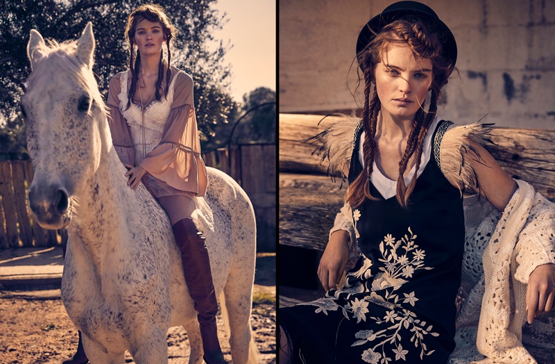 Alexina Graham Models Western Style for Grazia Italy