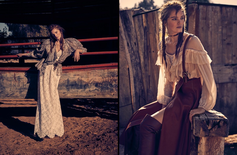 Alexina Graham Models Western Style for Grazia Italy