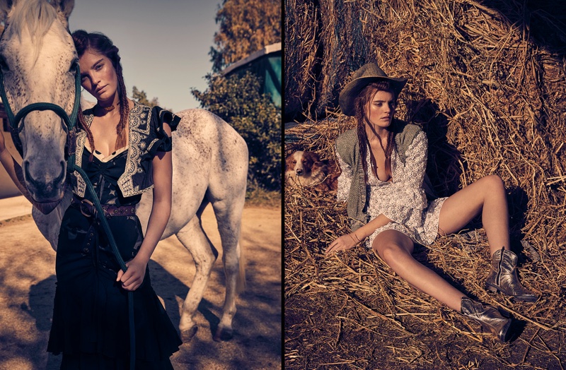 Alexina Graham Models Western Style for Grazia Italy