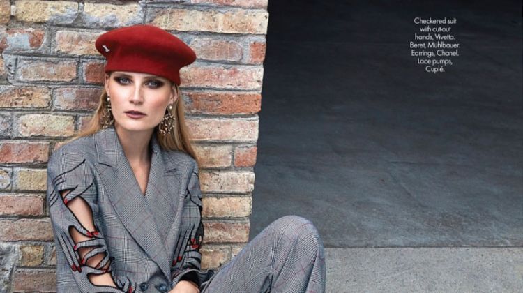 Franciska Gall Models Checkered Fashions for ELLE Middle East