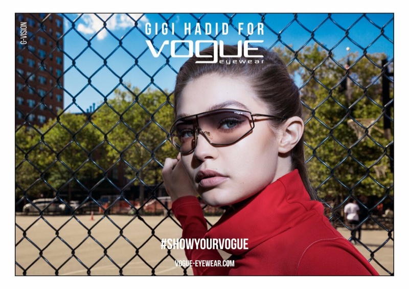 Supermodel Gigi Hadid wears Vogue Eyewear spring 2019 collaboration