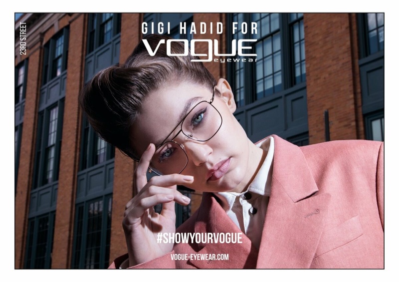 Gigi Hadid suits up for Vogue Eyewear spring 2019 collaboration