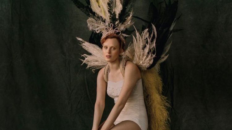 Karen Elson Enchants in Feathers for Vogue Brazil