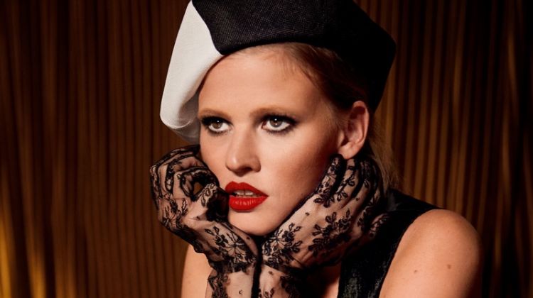 Lara Stone Poses in Elegant Fashions for InStyle