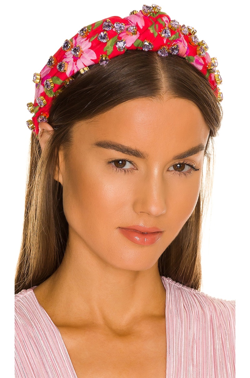 Lele Sadoughi LoveShackFancy Heart Crystal Knotted Headband $205