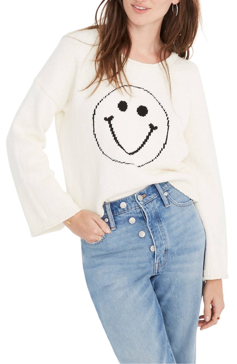 Madewell Brownstone Smiley Face Pullover Sweater $79.50