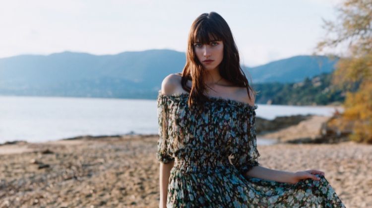 Posing at the beach, Grace Hartzel fronts Maje spring-summer 2019 campaign