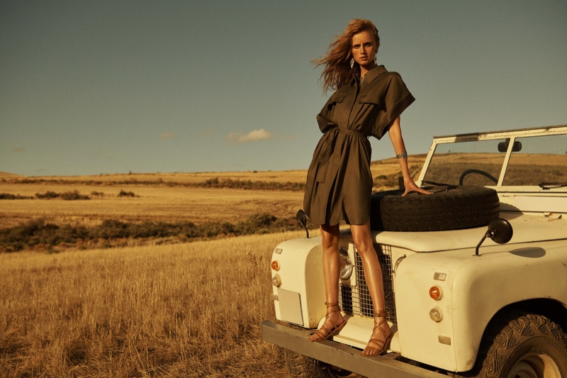 Rianne van Rompaey takes on safari style for Massimo Dutti spring-summer 2019 campaign